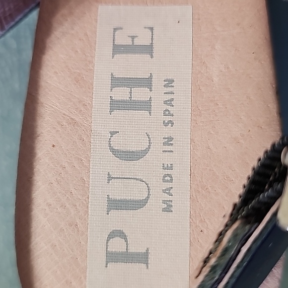 Puche sandles made in Spain. Navy blue patten‎ leather. Cork wedge.size 6… - Picture 2 of 9